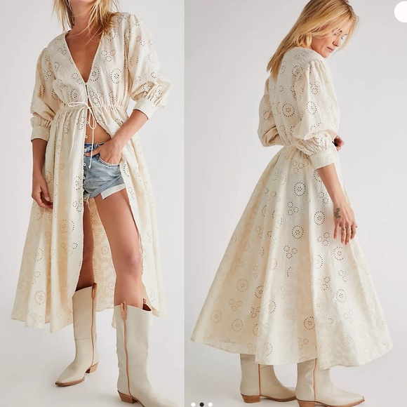 Jen’s Pirate Booty Ashbury Swirl Maiden Robe Eyelet Apricot Dress Kimono Duster - Picture 7 of 16